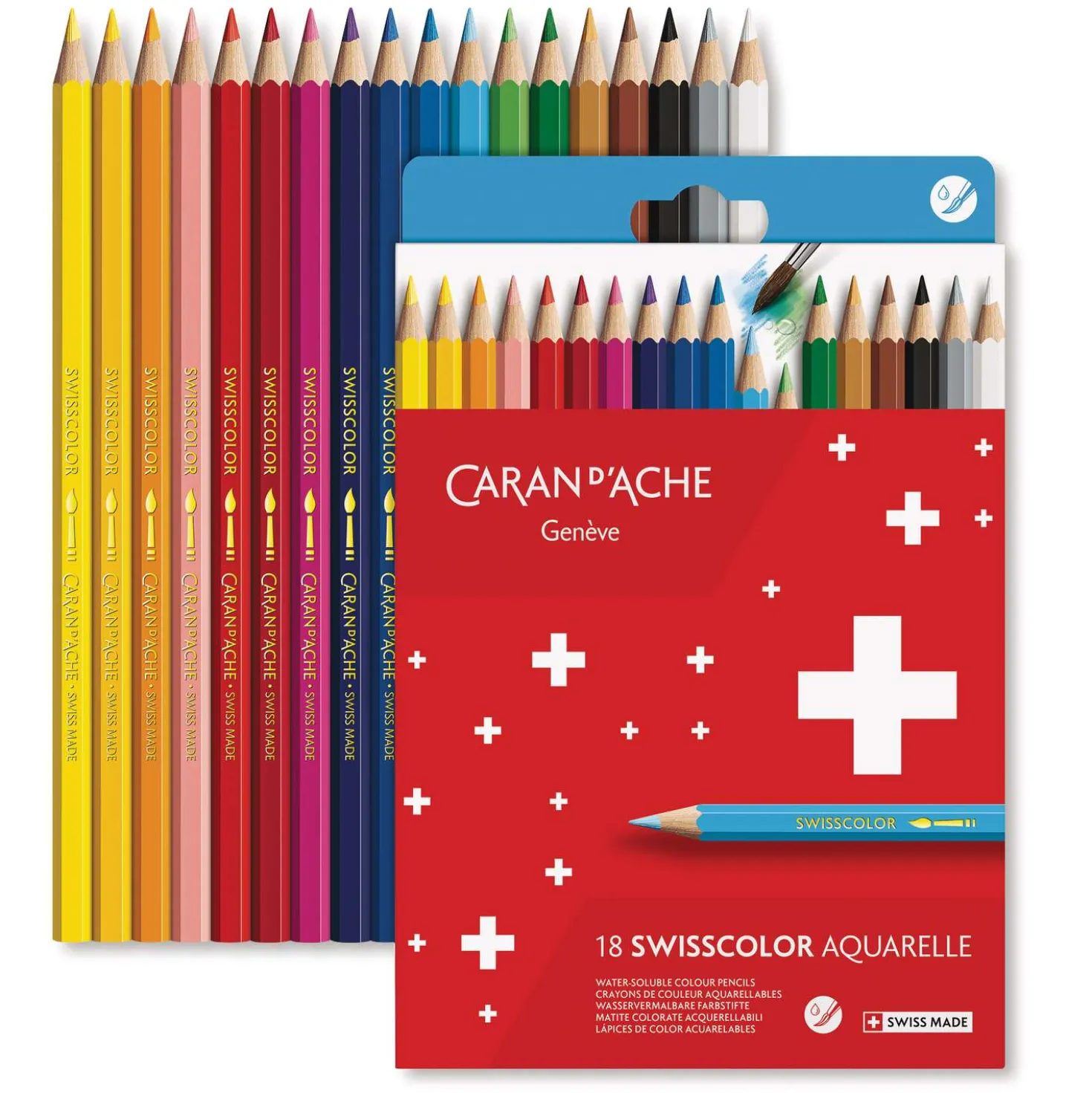 CARAN D'ACHE® Swisscolor wasservermalbare Farbstifte, Karton-Etuis