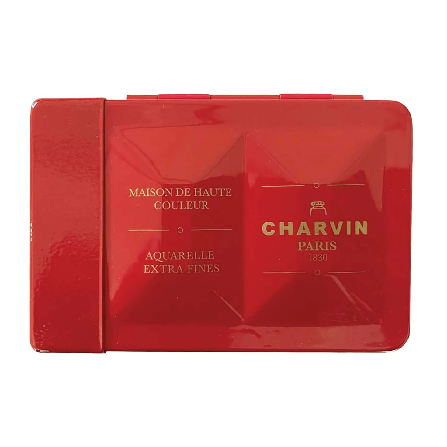 CHARVIN extrafeine Aquarellfarbe, 12 x 1/2 Näpf., Metallkasten mit Wassertank