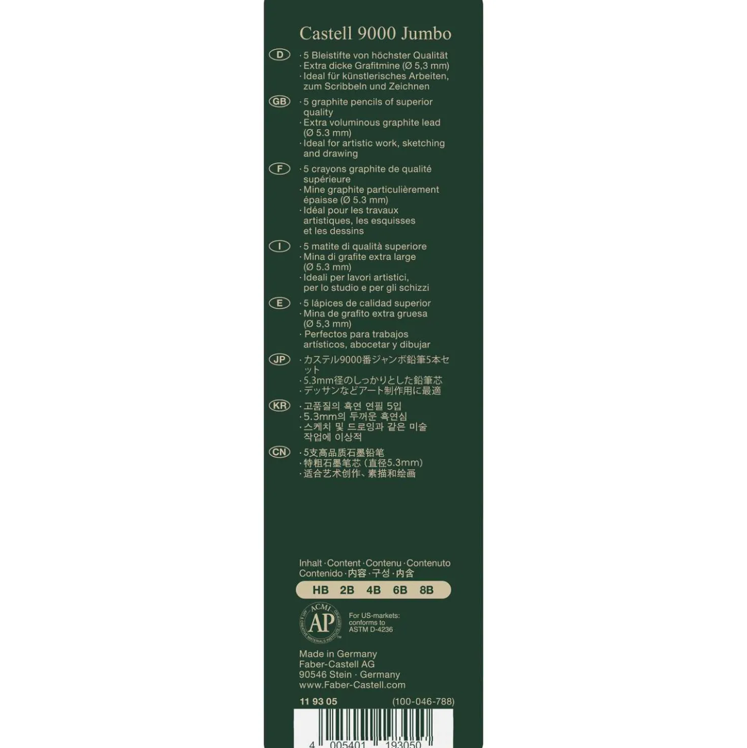 FABER-CASTELL Bleistift 9000 JUMBO im Metall-Etui
