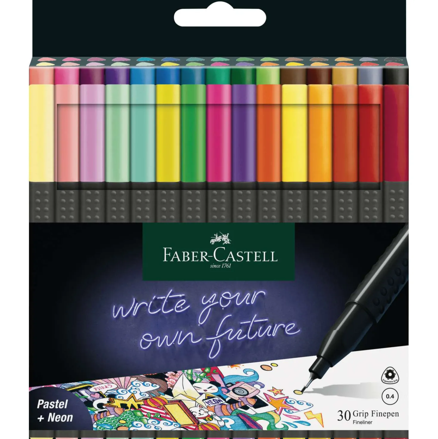 FABER-CASTELL Grip Fineliner, 0.4, 30er-Set