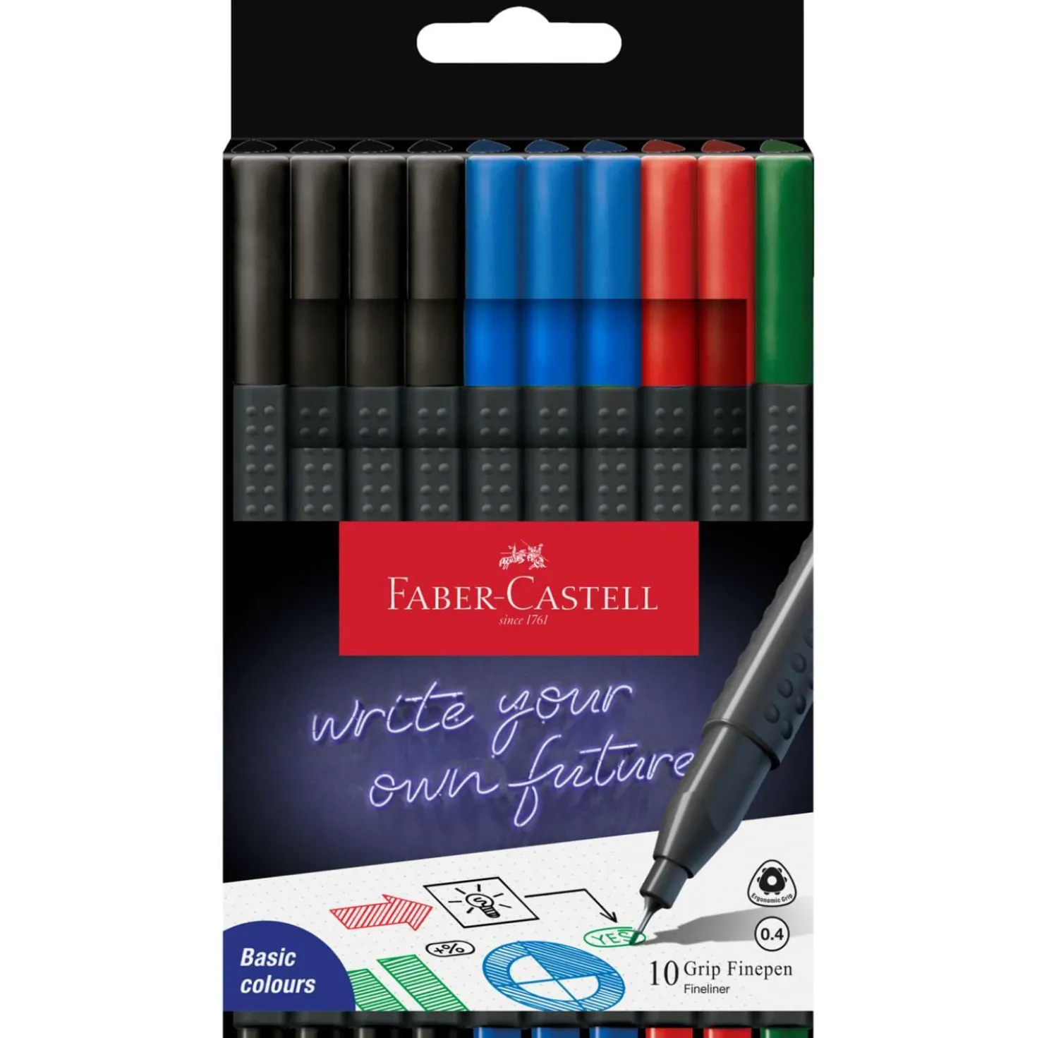 FABER-CASTELL Grip Office Finepen, 10er Set
