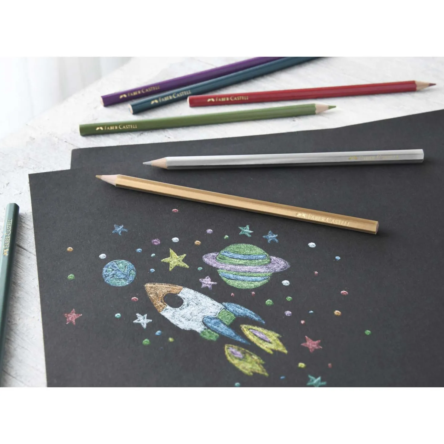 FABER-CASTELL Hexagonal-Buntstifte metallic, 10er Kartonetui