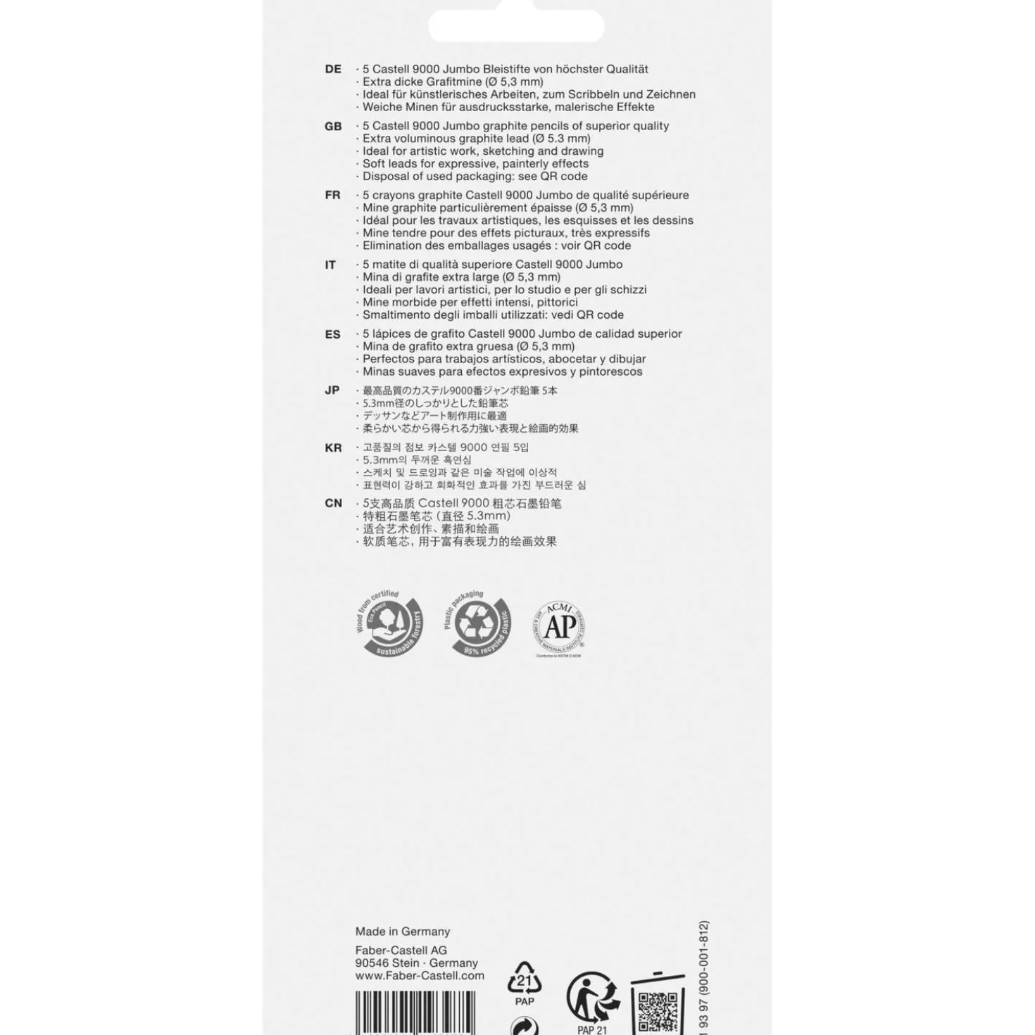 FABER-CASTELL 9000 JUMBO Bleistifte, 5er-Set