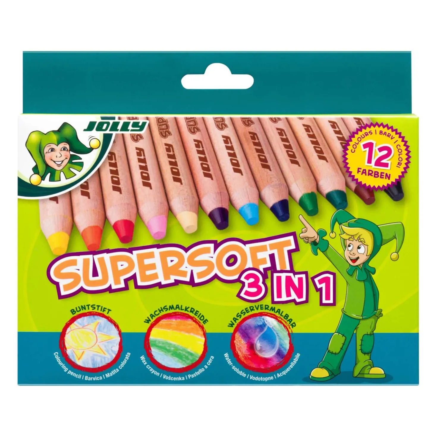 JOLLY Supersoft 3 in 1 Buntstifte, 12 Stück