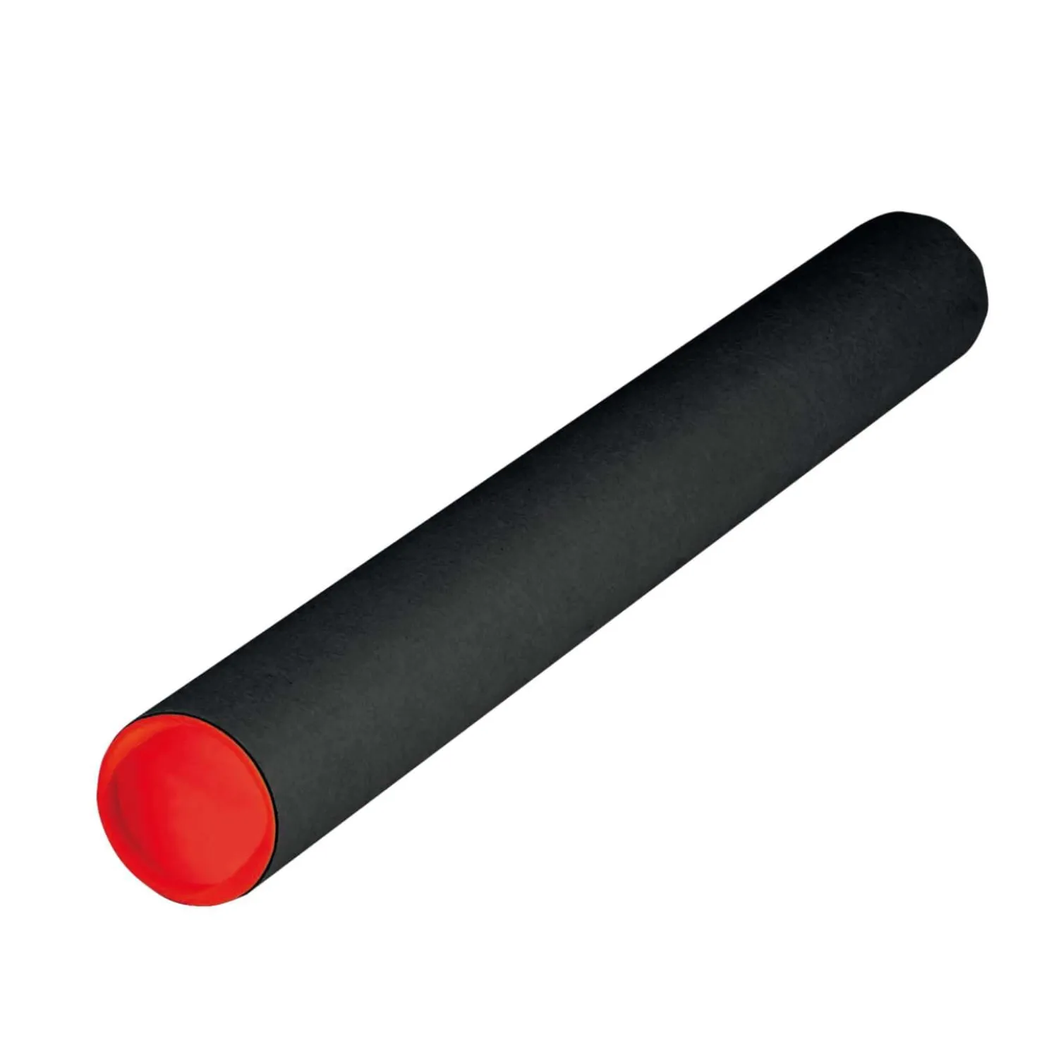 Leniar® Versandhülse / Kartonrohr schwarz mit roten Kunststoffdeckeln