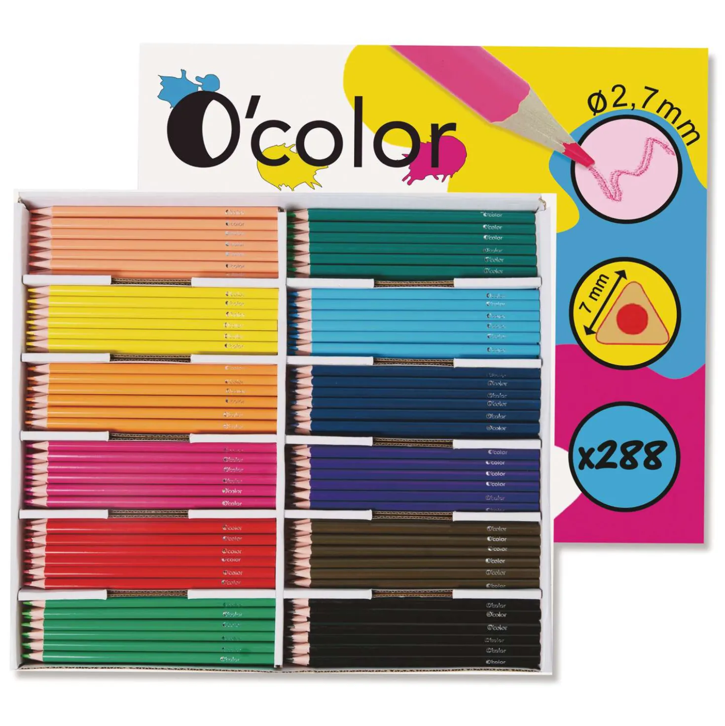 O’color Dreikant-Farbstifte-Schulpackung mit 288 Stiften