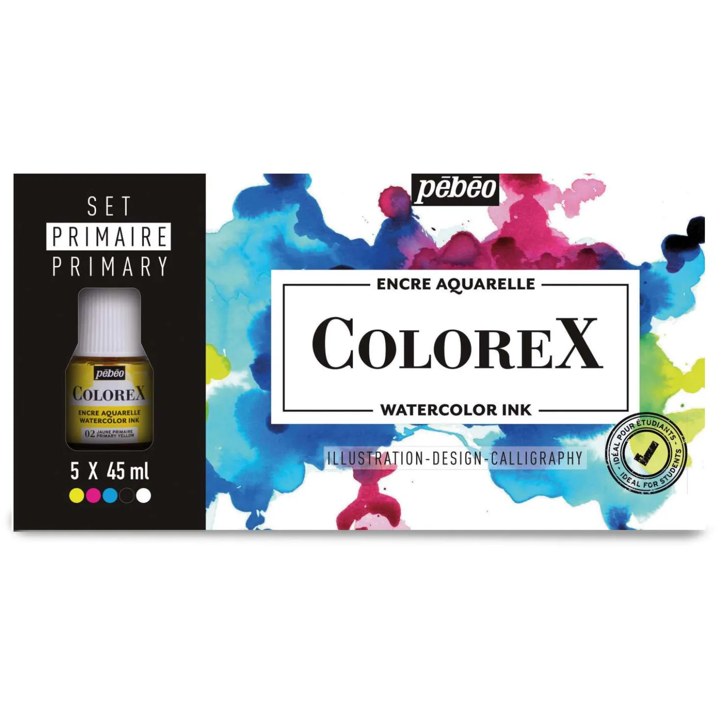 pébéo Colorex Aquarelltusche Primärfarben-Set