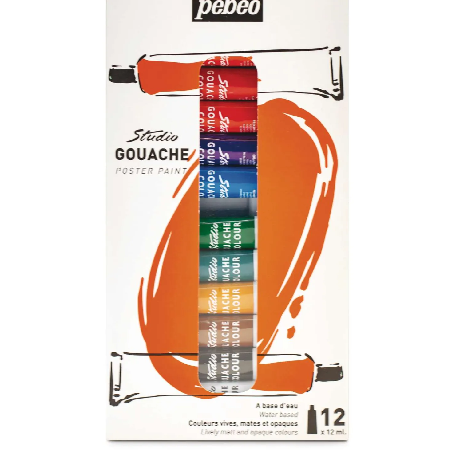 pébéo Studio Gouache 12er-Set, 12-ml-Tuben
