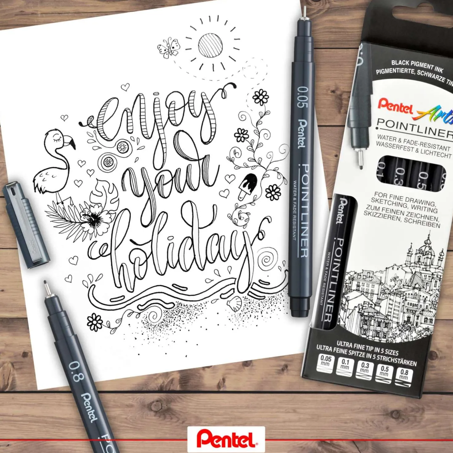 Pentel® POINTLINER Fineliner 5er-Set