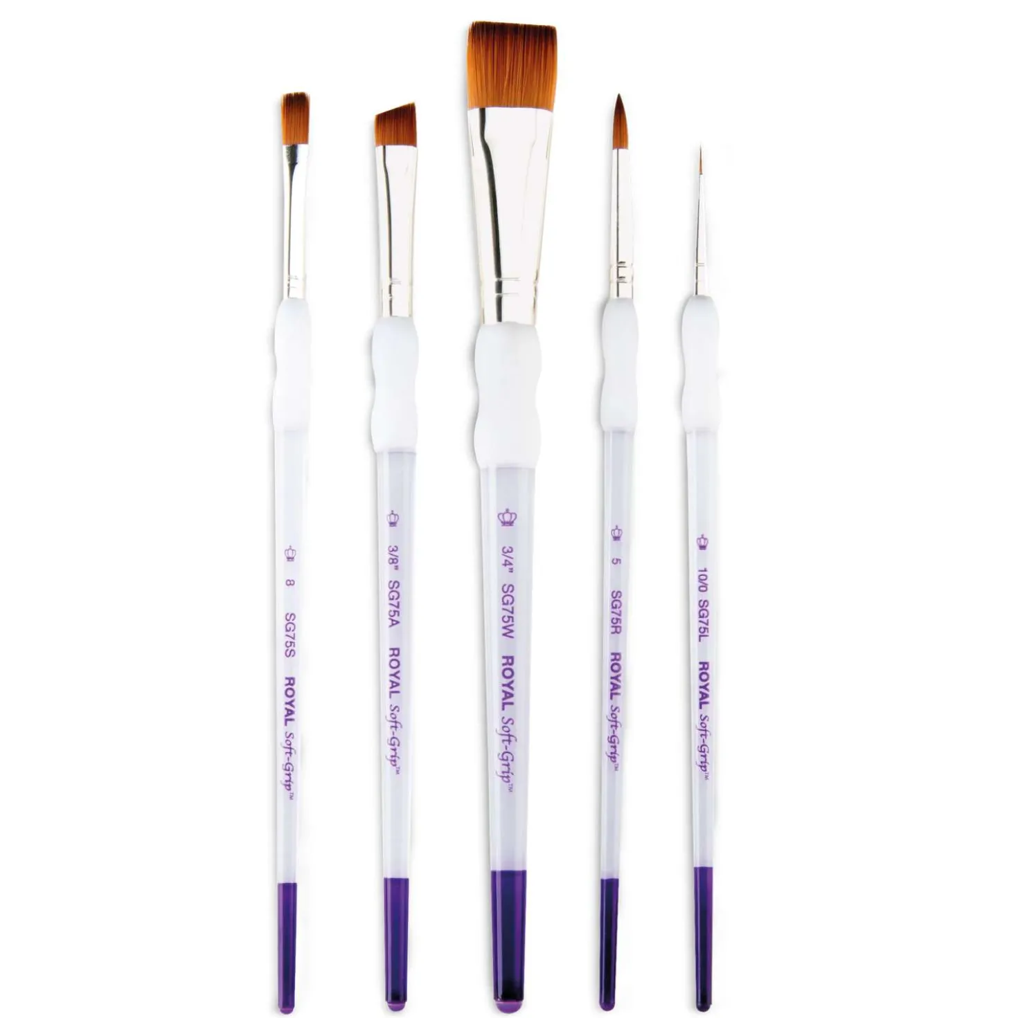 Royal & Langnickel Soft-Grip Synthetikpinsel, Rotmarderimitation, 5er-Set L
