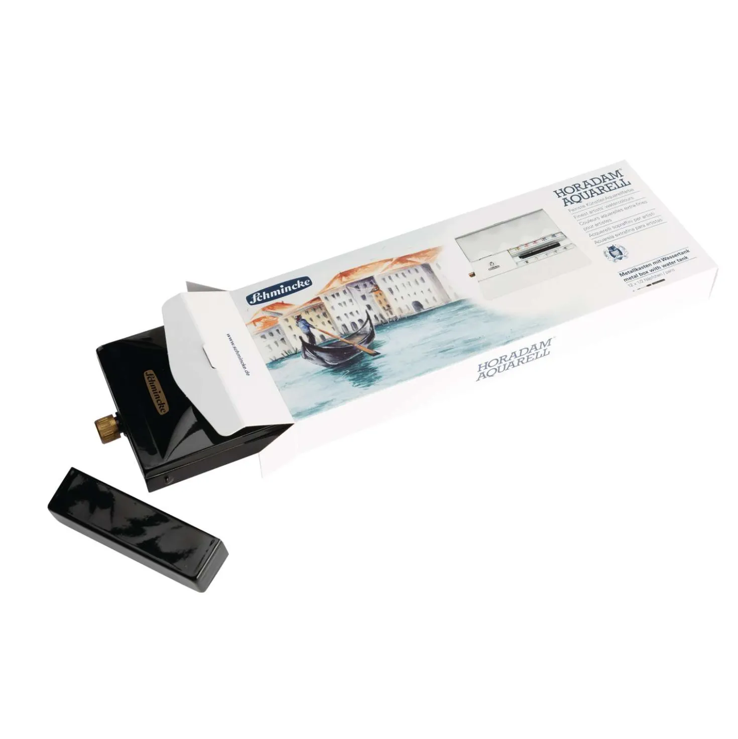 Schmincke HORADAM® AQUARELL, Metallkasten mit Wassertank und Reisepinsel