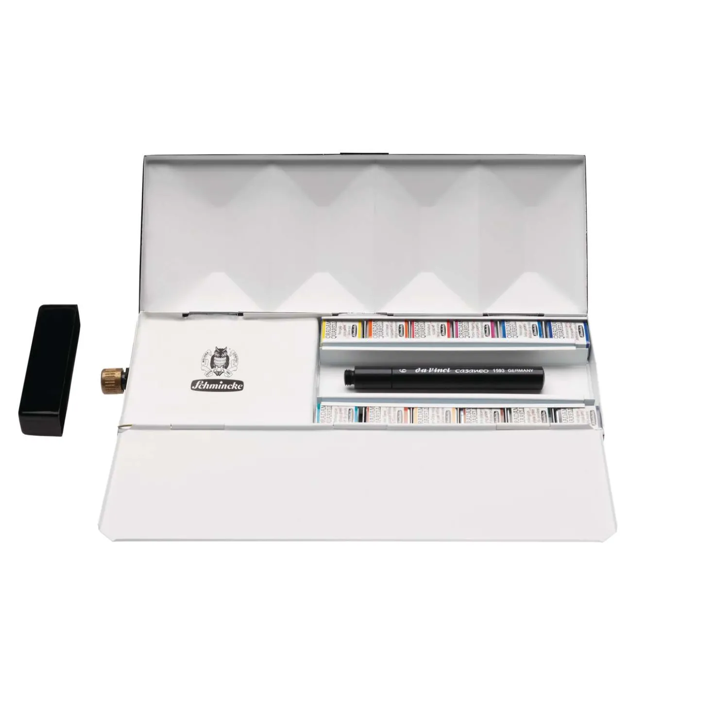 Schmincke HORADAM® AQUARELL, Metallkasten mit Wassertank und Reisepinsel
