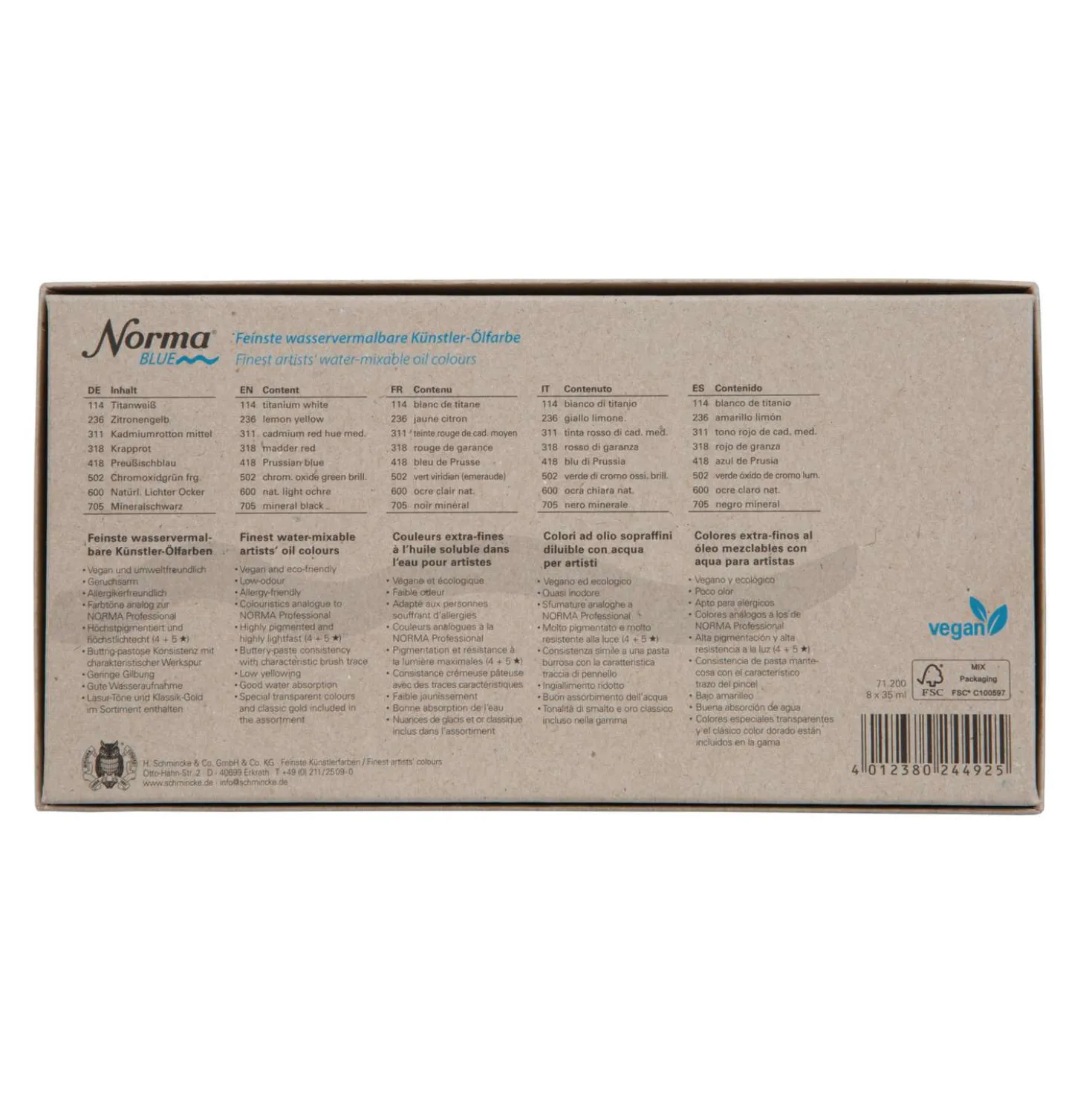 Schmincke Norma® BLUE Feinste wasservermalbare Künstler-Ölfarbe Set