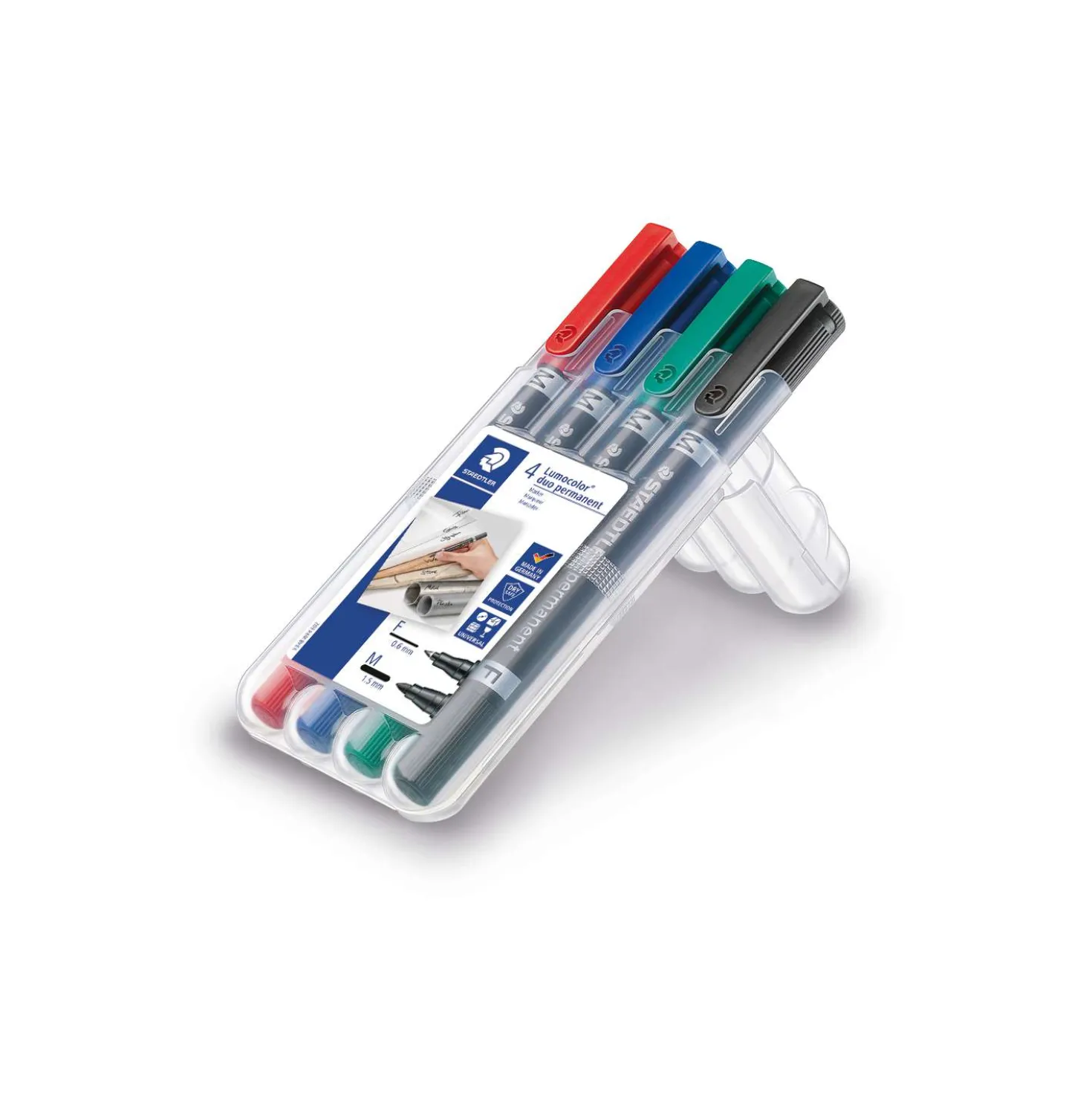 STAEDTLER® Lumocolor duo permanent Folienstifte mit 2 Spitzen, 4er-Set