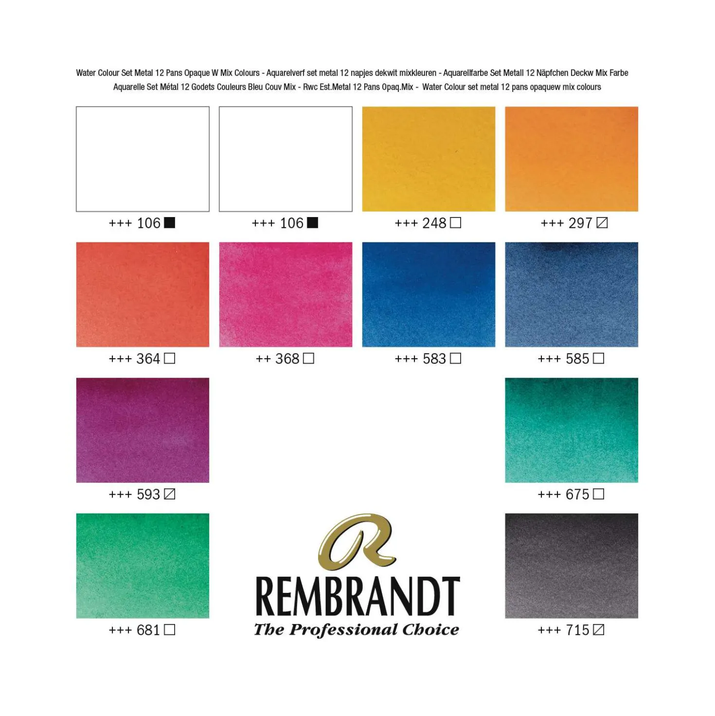 Talens REMBRANDT Aquarellkasten "Deckweiß & Mischfarben"