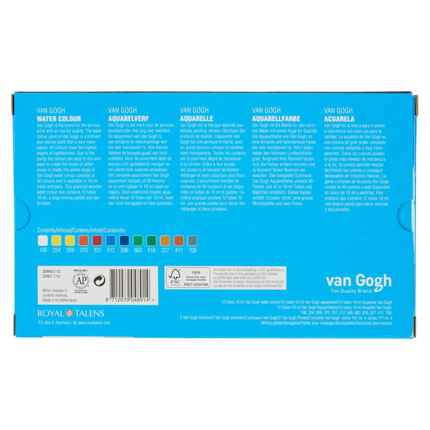 Talens Van Gogh Aquarellholzkasten