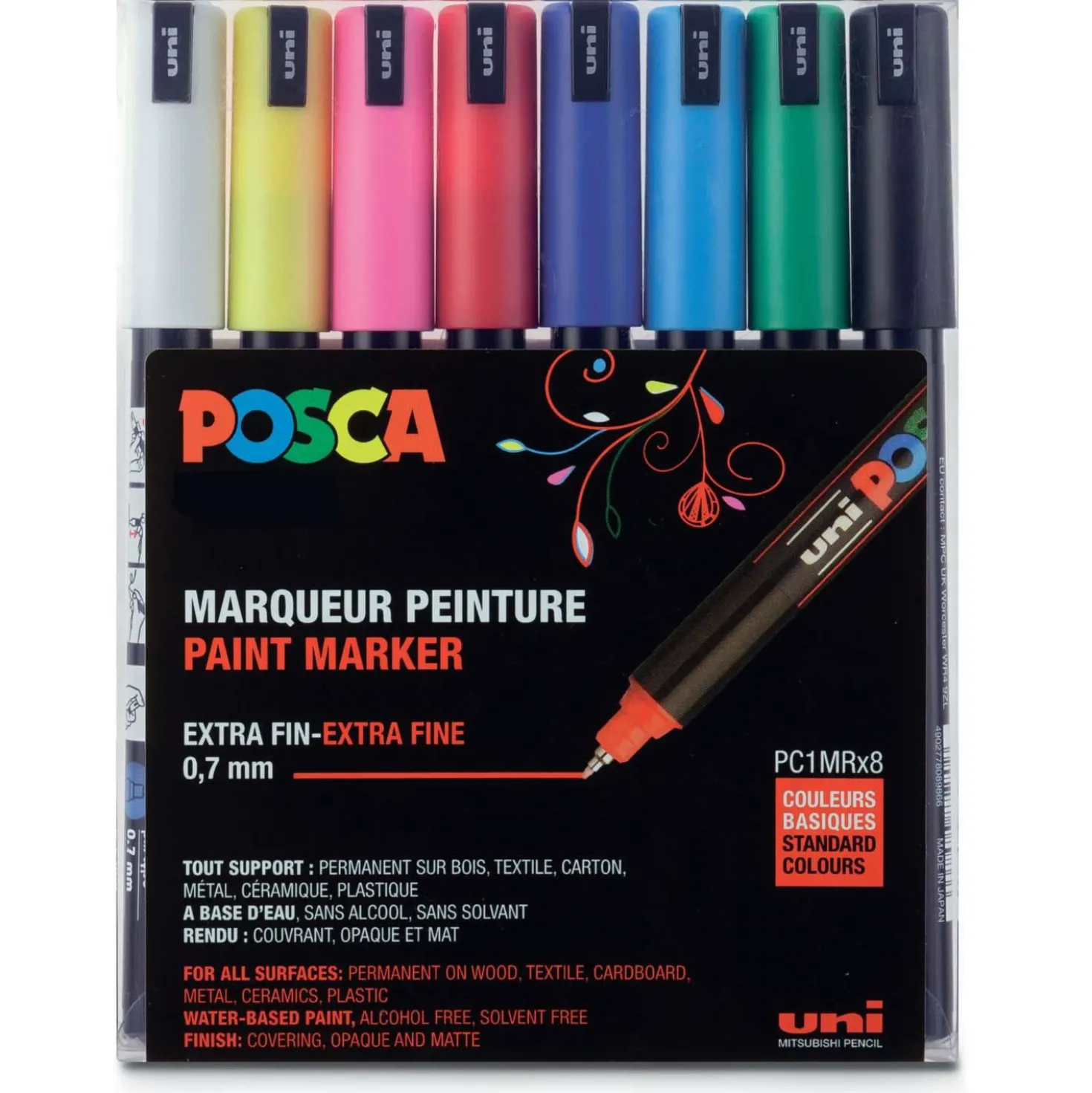 UNI POSCA Liner PC-1MR, 8er-Sets