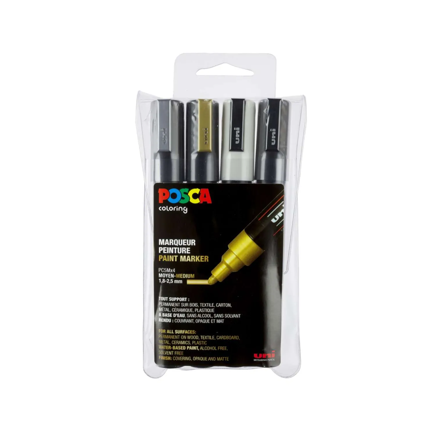UNI POSCA Marker-Set PC-5M , 4er-Sets