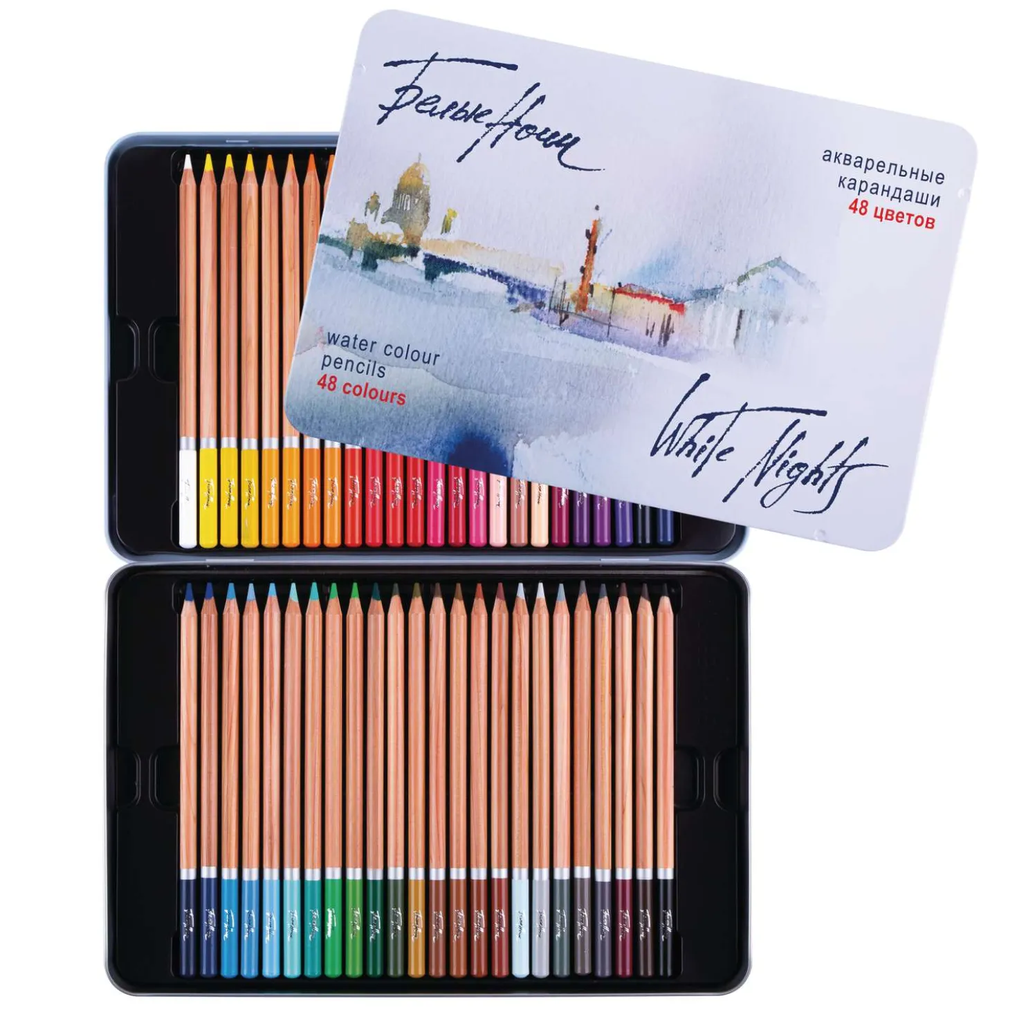WHITE NIGHTS™ Künstler-Aquarellstifte-Sets, Metallkästen