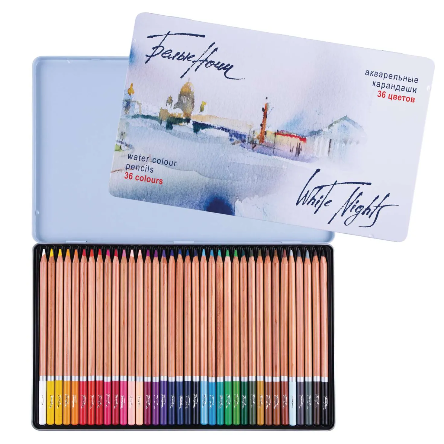 WHITE NIGHTS™ Künstler-Aquarellstifte-Sets, Metallkästen