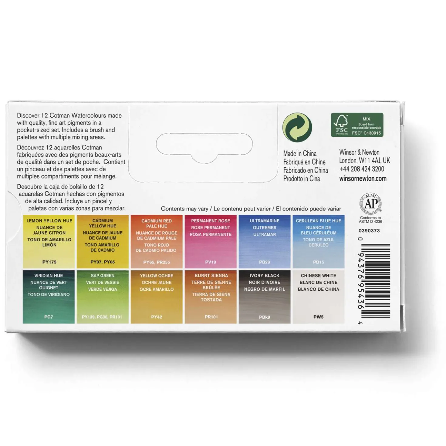WINSOR & NEWTON Cotman™ Aquarellfarben Pocket PLUS Set, 13-teilig