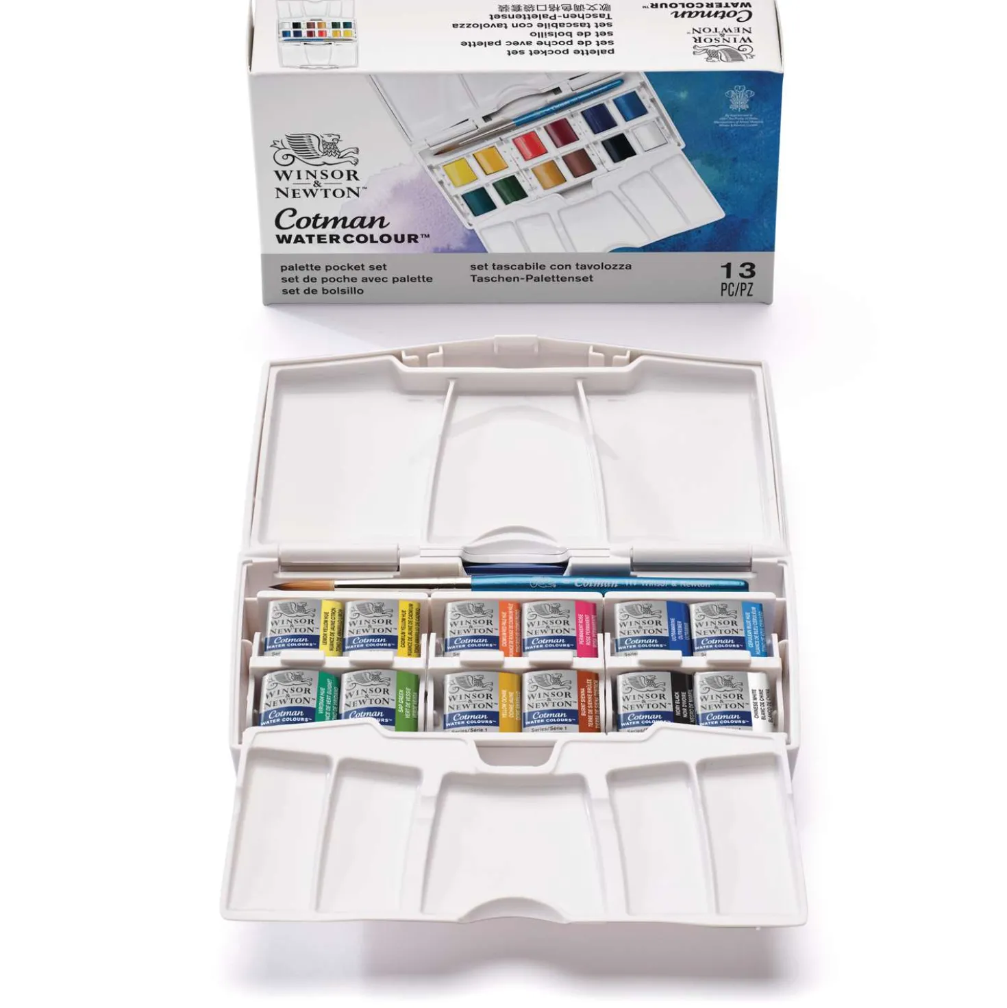 WINSOR & NEWTON Cotman™ Aquarellfarben Pocket PLUS Set, 13-teilig