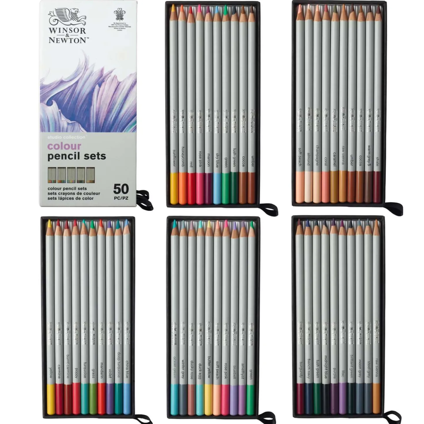 WINSOR & NEWTON™ Studio Collection Farbstift-Set, 50 Stifte
